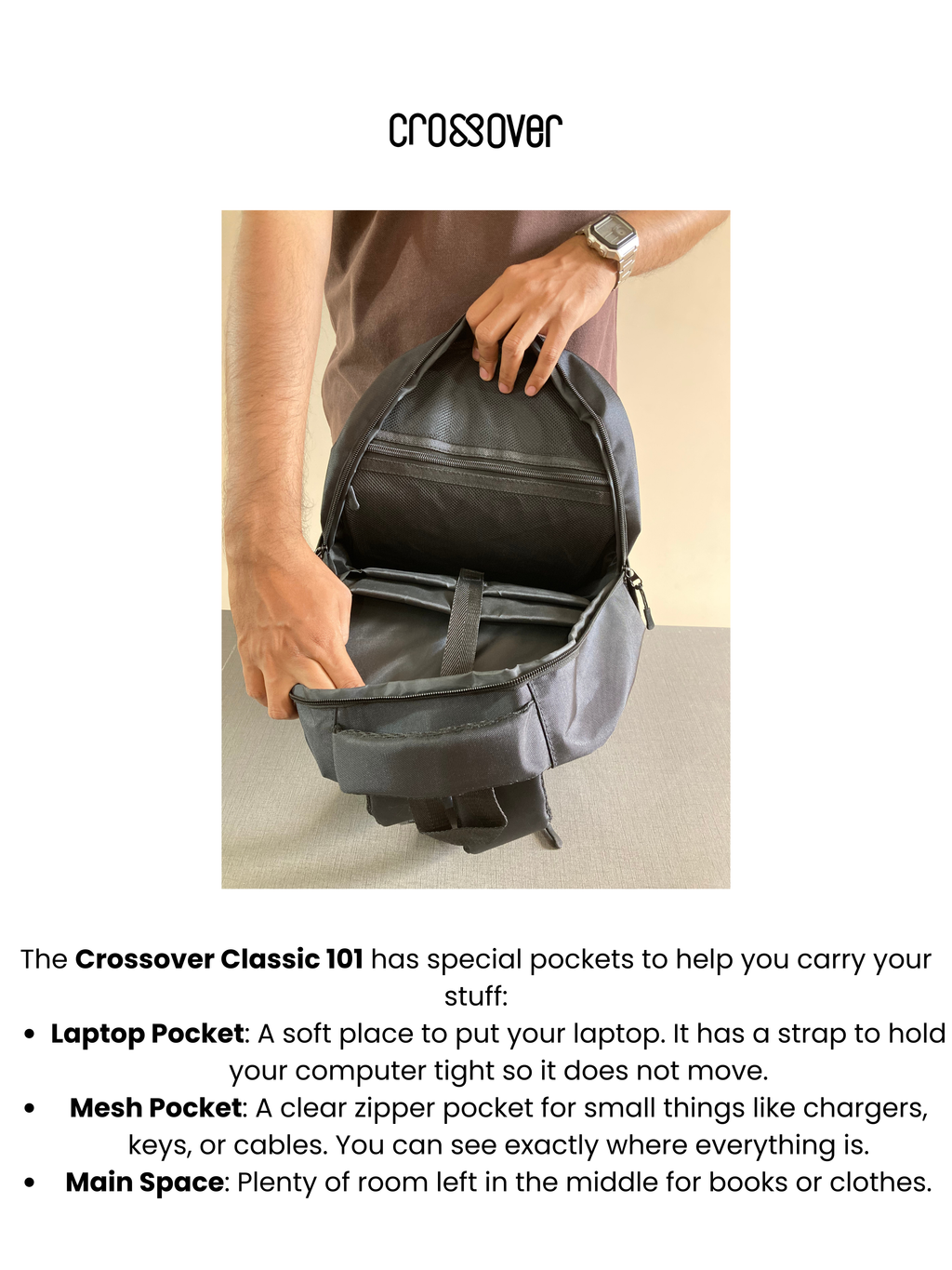 Crossover Classic 101 laptop bag interior compartment